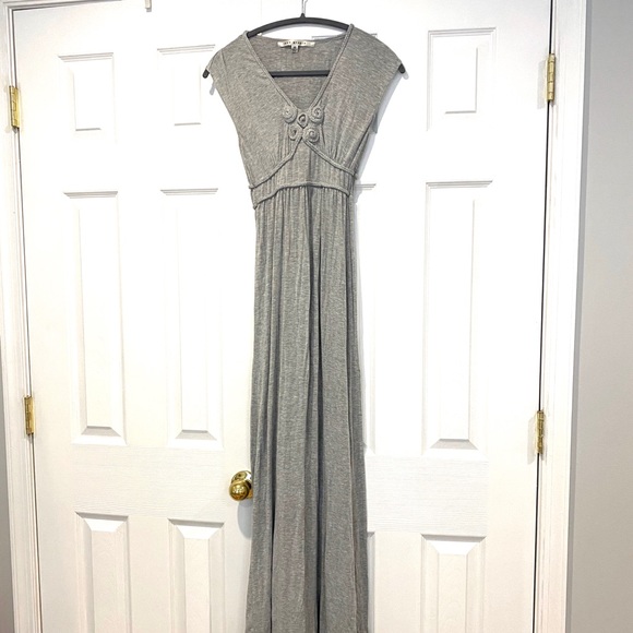 Max Studio Grey Shortsleeved Maxi Dress XS - Picture 1 of 4